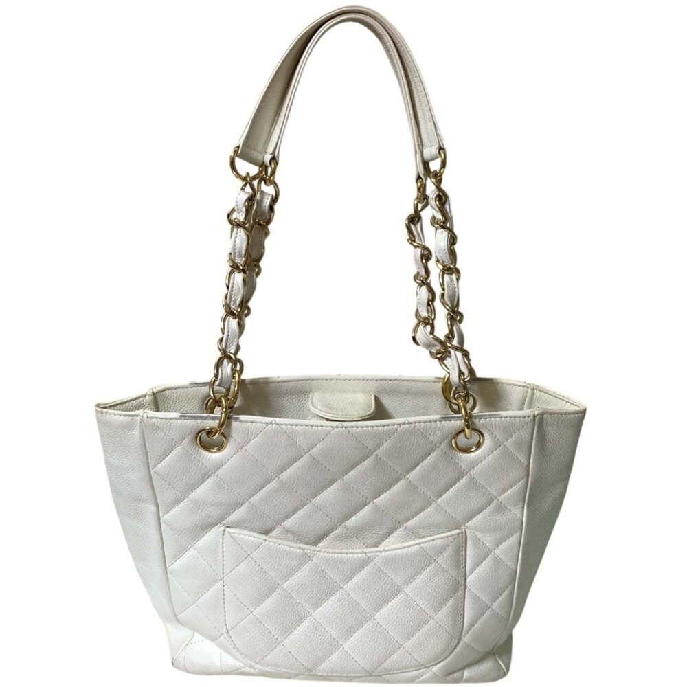 CHANEL White Caviar Leather Logo Shoulder Bag - Picture 2 of 16